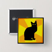 Schwarze Katze mit leuchtenden Augen - Button (Vorne & Hinten)