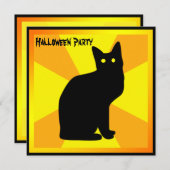 Schwarze Katze mit leuchtenden Augen - Einladung (Vorne/Hinten)