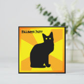 Schwarze Katze mit leuchtenden Augen - Einladung (Stehend Vorderseite)