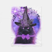 Schwarze Katze mit lila Aura Fleecedecke (Vorderseite)
