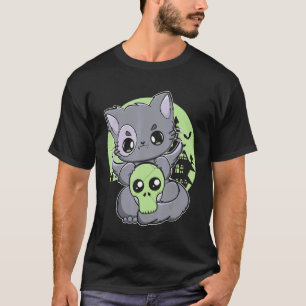 Schwarze Katze mit magischem Gegenstand für Witchc T-Shirt
