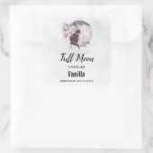 Schwarze Katze mit magischer Vollmondkerze Quadratischer Aufkleber (Tasche)