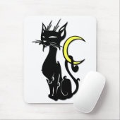 Schwarze Katze mit Mond Mousepad (Mit Mouse)
