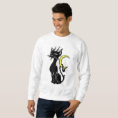 Schwarze Katze mit Mond Sweatshirt (Vorne ganz)