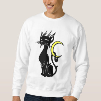 Schwarze Katze mit Mond Sweatshirt