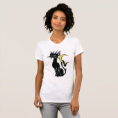 Schwarze Katze mit Mond T-Shirt (Vorne ganz)