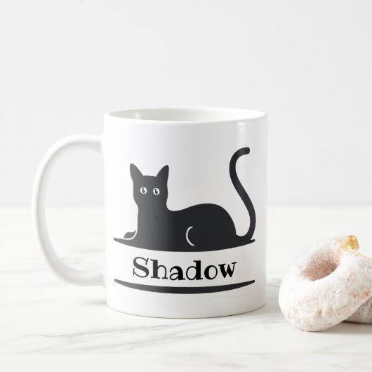 Schwarze Katze Mit Monogramm ablegen Kaffeetasse (Mit Donut)