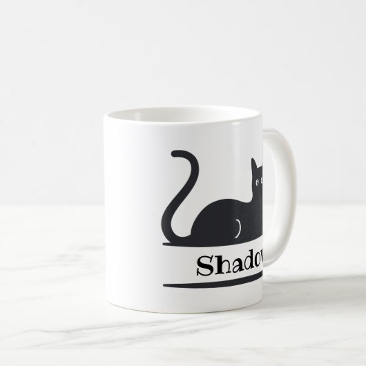 Schwarze Katze Mit Monogramm ablegen Kaffeetasse (VorderseiteRechts)