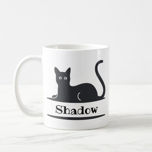 Schwarze Katze Mit Monogramm ablegen Kaffeetasse (Links)