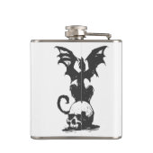 Schwarze Katze mit Monsterflügeln - Rückfärbung wä Flachmann (Rückseite)