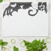 Schwarze Katze mit Monsterflügeln - Rückfärbung wä Geschirrtuch (Gefaltet)