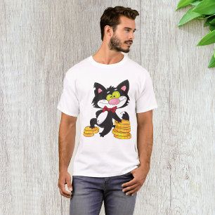 Schwarze Katze mit Münzen Süßer Geldcharakter T-Shirt