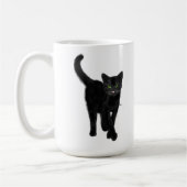 Schwarze Katze mit Niedlichem Zitat aus grünen Aug Kaffeetasse (Links)