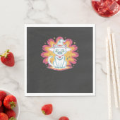 Schwarze Katze mit psychedelischem Blumen-Übergroß Serviette (Beispiel)