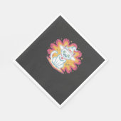 Schwarze Katze mit psychedelischem Blumen-Übergroß Serviette (Ecke)