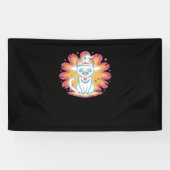 Schwarze Katze mit psychedelischer Blume Oversized Banner (Horizontal)