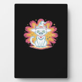 Schwarze Katze mit psychedelischer Blume Oversized Fotoplatte (Vorderseite)