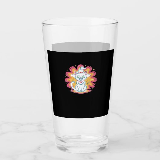 Schwarze Katze mit psychedelischer Blume Oversized Glas (Vorderseite)