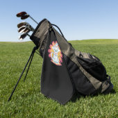 Schwarze Katze mit psychedelischer Blume Oversized Golfhandtuch (Gras)