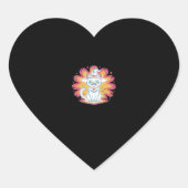 Schwarze Katze mit psychedelischer Blume Oversized Herz-Aufkleber (Vorderseite)