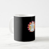 Schwarze Katze mit psychedelischer Blume Oversized Kaffeetasse (Vorderseite Links)
