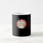 Schwarze Katze mit psychedelischer Blume Oversized Kaffeetasse (Mittel)