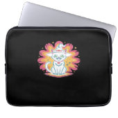 Schwarze Katze mit psychedelischer Blume Oversized Laptopschutzhülle (Vorderseite)