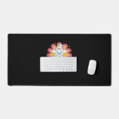 Schwarze Katze mit psychedelischer Blume Oversized Schreibtischunterlage (Tastatur & Maus)