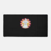 Schwarze Katze mit psychedelischer Blume Oversized Schreibtischunterlage (Vorderseite)