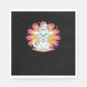 Schwarze Katze mit psychedelischer Blume Oversized Serviette (Vorderseite)