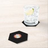 Schwarze Katze mit psychedelischer Blume Oversized Untersetzer (Vor Ort)