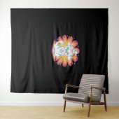 Schwarze Katze mit psychedelischer Blume Oversized Wandteppich (Beispiel (Horizontal))