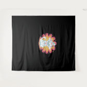 Schwarze Katze mit psychedelischer Blume Oversized Wandteppich (Vorderseite (Horizontal))