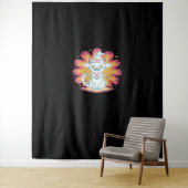 Schwarze Katze mit psychedelischer Blume Oversized Wandteppich (Beispiel)