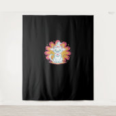 Schwarze Katze mit psychedelischer Blume Oversized Wandteppich (Vorderseite)