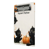 Schwarze Katze mit Pumpkin-Inspiriert Orangengarnk Mini Klemmbrett (Gewinkelt2)