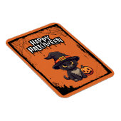 Schwarze Katze mit Pumpkin-Kürbislaterne Halloween Magnet (Rechte Seite)