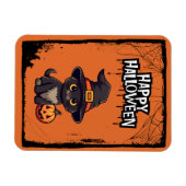 Schwarze Katze mit Pumpkin-Kürbislaterne Halloween Magnet (Horizontal)