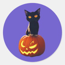 Schwarze Katze mit Pumpkin Niedliche Kawaii Tiere