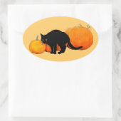 Schwarze Katze mit Pumpkins anordnen Ovaler Aufkleber (Tasche)