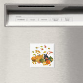 Schwarze Katze mit Pumpkins Magnet (In Situ (Geschirrspüler))