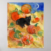 Schwarze Katze mit Pumpkins Poster (Vorne)