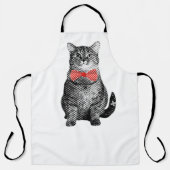 Schwarze Katze mit Red Polka Dot Bow Krawatte Nied Schürze (Vorderseite)