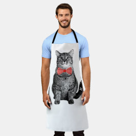 Schwarze Katze mit Red Polka Dot Bow Krawatte Nied Schürze