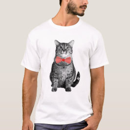 Schwarze Katze mit Red Polka Dot Bow Krawatte Nied T-Shirt