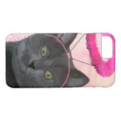 Schwarze Katze mit rosa Engel Halo Case-Mate iPhone Hülle (Rückseite (Horizontal))