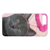Schwarze Katze mit rosa Engel Halo Case-Mate iPhone Hülle (Rückseite (Horizontal))