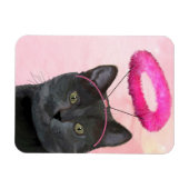 Schwarze Katze mit rosa Engel Halo Magnet (Horizontal)