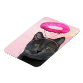 Schwarze Katze mit rosa Engel Halo Magnet (Linke Seite)