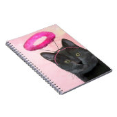 Schwarze Katze mit rosa Engel Halo Notizblock (Rechte Seite)